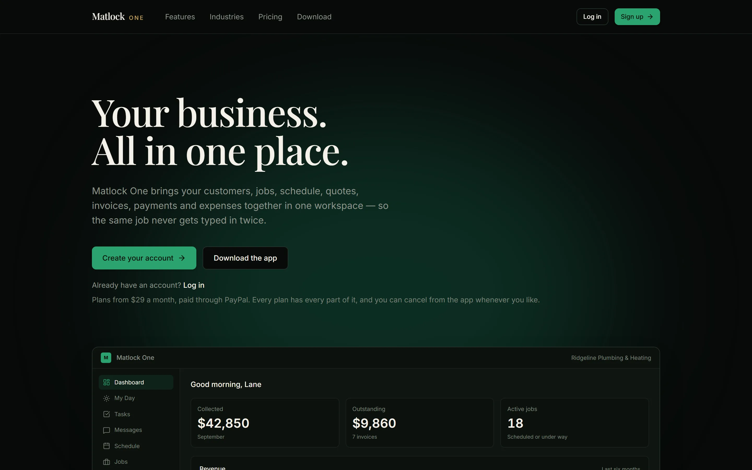 The Matlock One website, desktop view