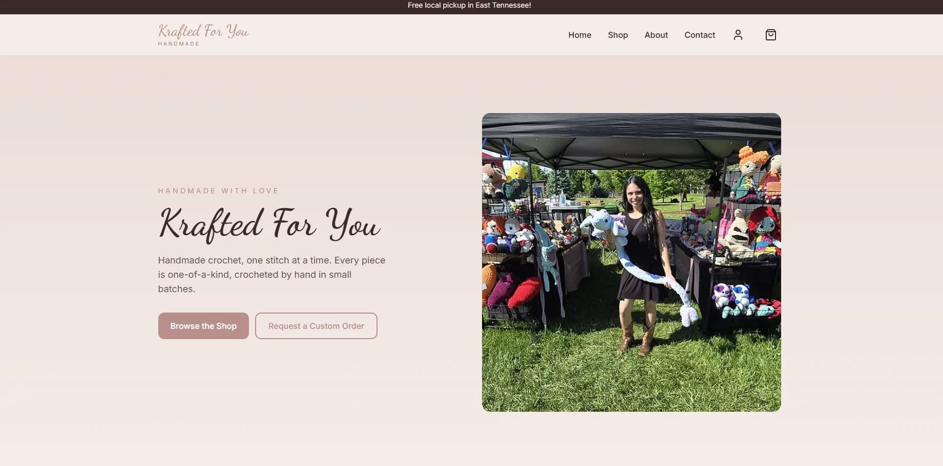 The Krafted For You website, desktop view